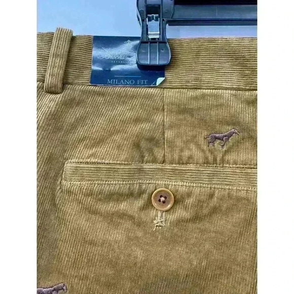 Brooks Brothers Men's Milano Fit Corduroy Pants Brown 36x32 Embroidered Horses - Picture 5 of 7